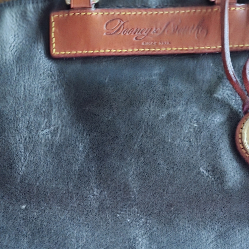 Dooney & Bourke Black Leather Shoulder Bag with Brown Trim